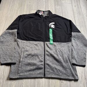 Michigan State Spartans Fleece Jacket Mens XL Logo Full Zip Captivating New